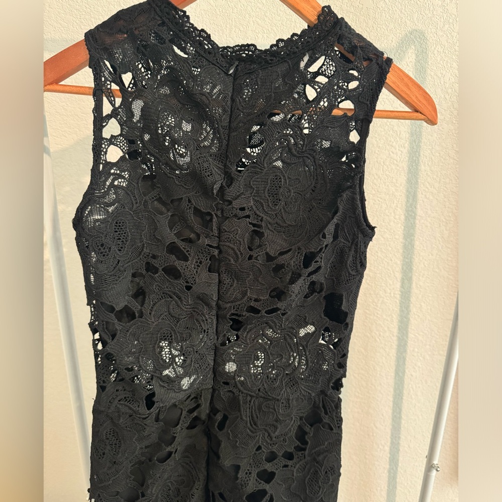 Black crochet midi